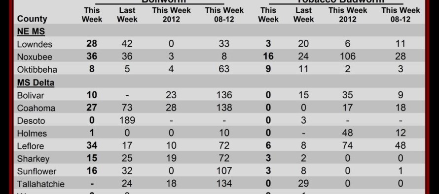 Pheromone Trap Counts, June 7, 2013