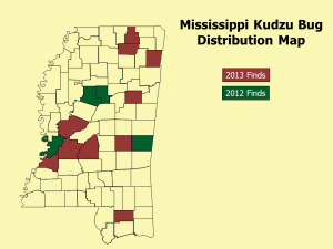 Mississippi Kudzu Bug Distribution Map