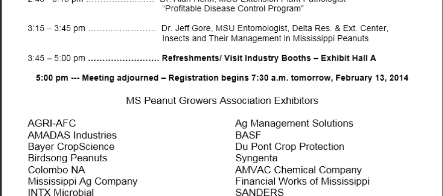 Mississippi Peanut Growers Association Annual Meeting Set for February 12-13, Hattiesburg
