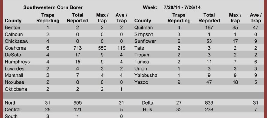 Insect Trap Counts, July 25, 2014