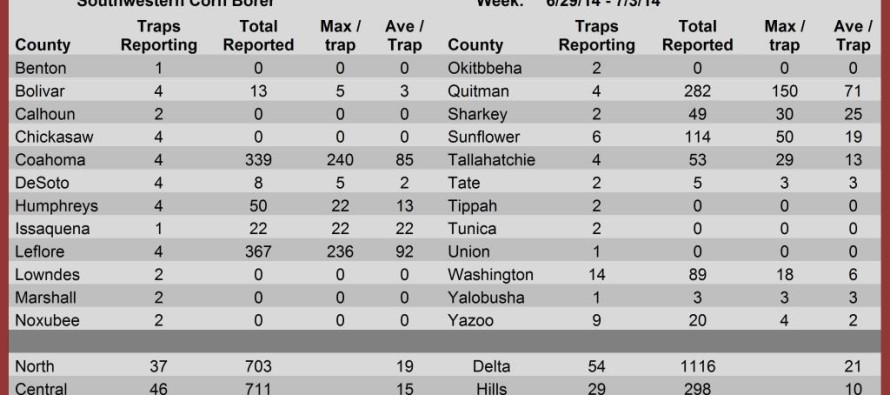 Insect Trap Catches, July 3, 2014