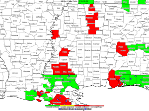 Current (9/5/15) soybean rust distribution map of MS.