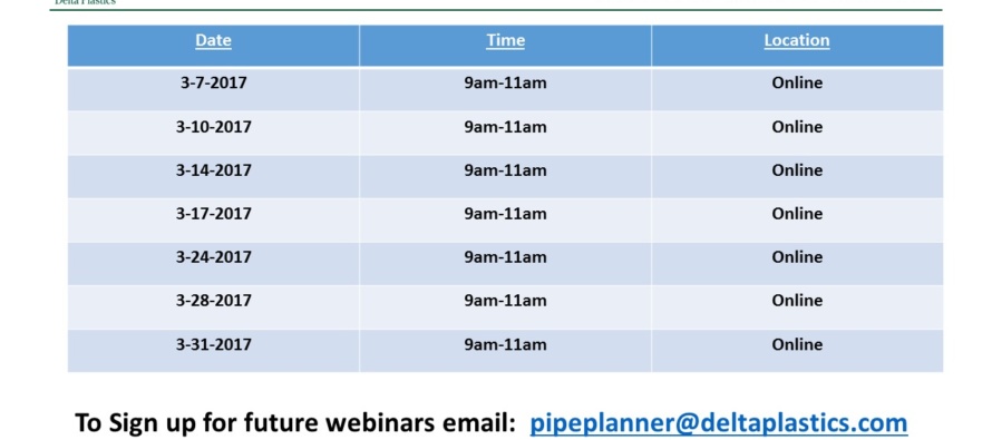 Pipe Planner Webinar Week Three