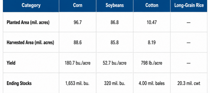 USDA Revises Crop Acres and Yields in August WASDE